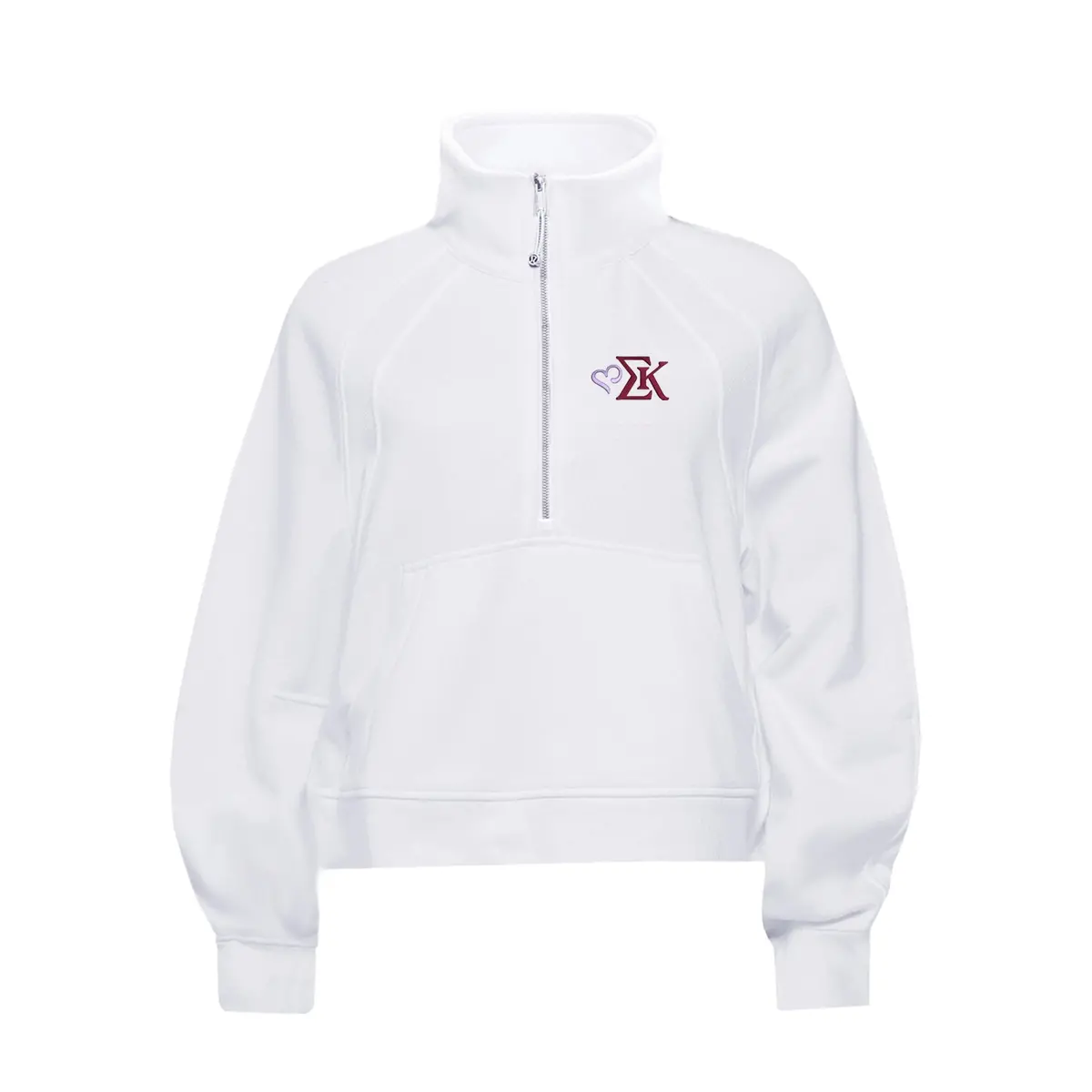 Sigma Kappa Lululemon Scuba Oversized Funnel-Neck Half Zip - White Sk Heart Logo 1