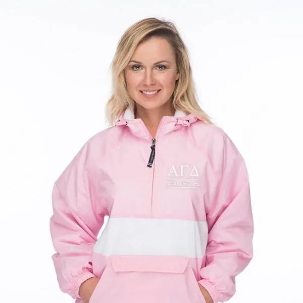 Alpha Gamma Delta Classic Striped Windbreaker - Lined 1