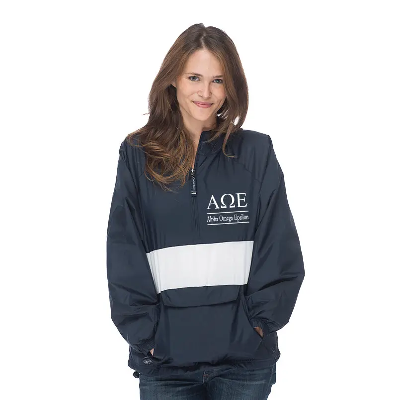 Alpha Omega Epsilon Classic Striped Windbreaker - Lined 1