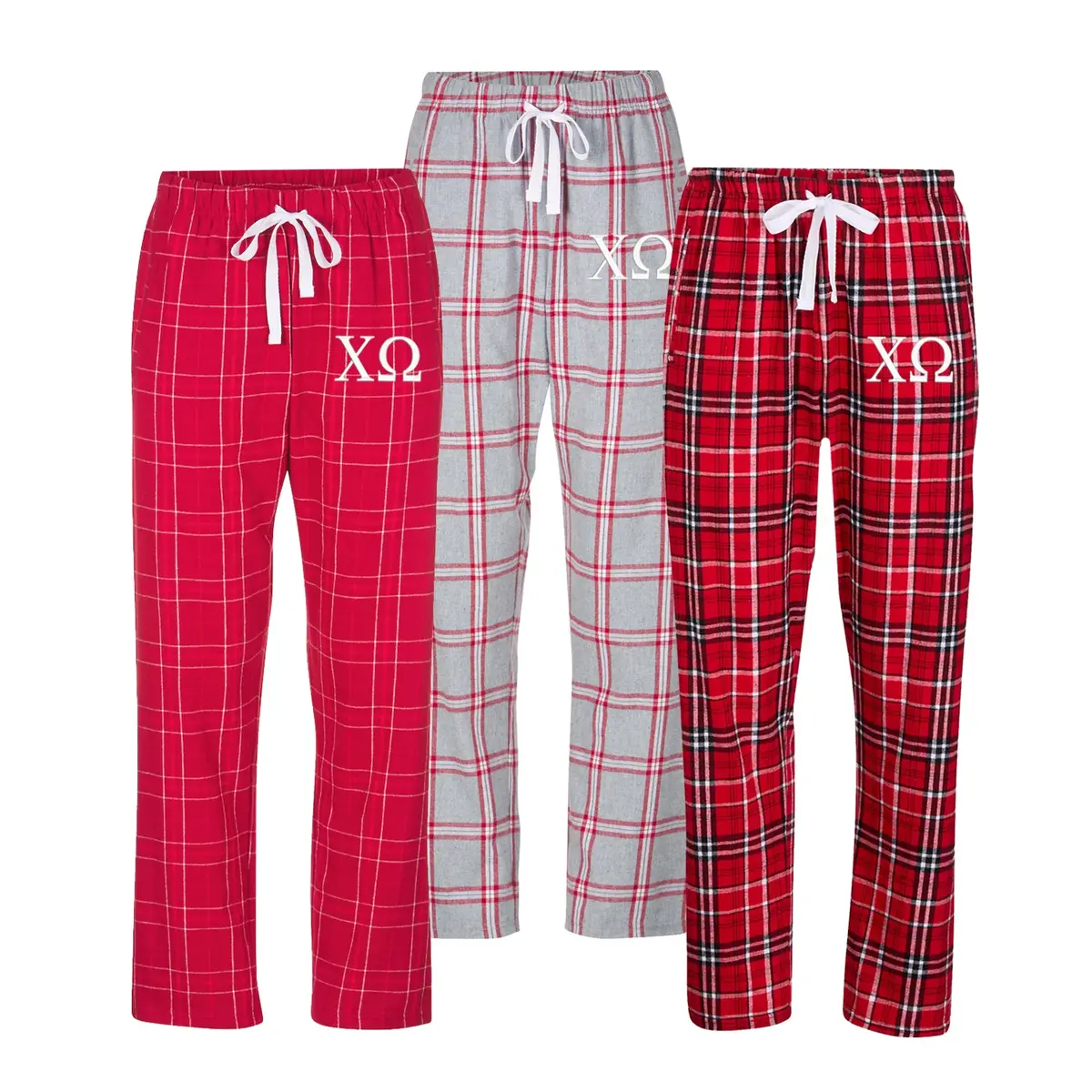 Chi Omega Embroidered Flannel Pants 1