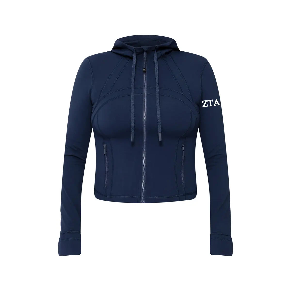 Zeta Tau Alpha Lululemon Define Cropped Hooded Jacket Nulu - Navy 1