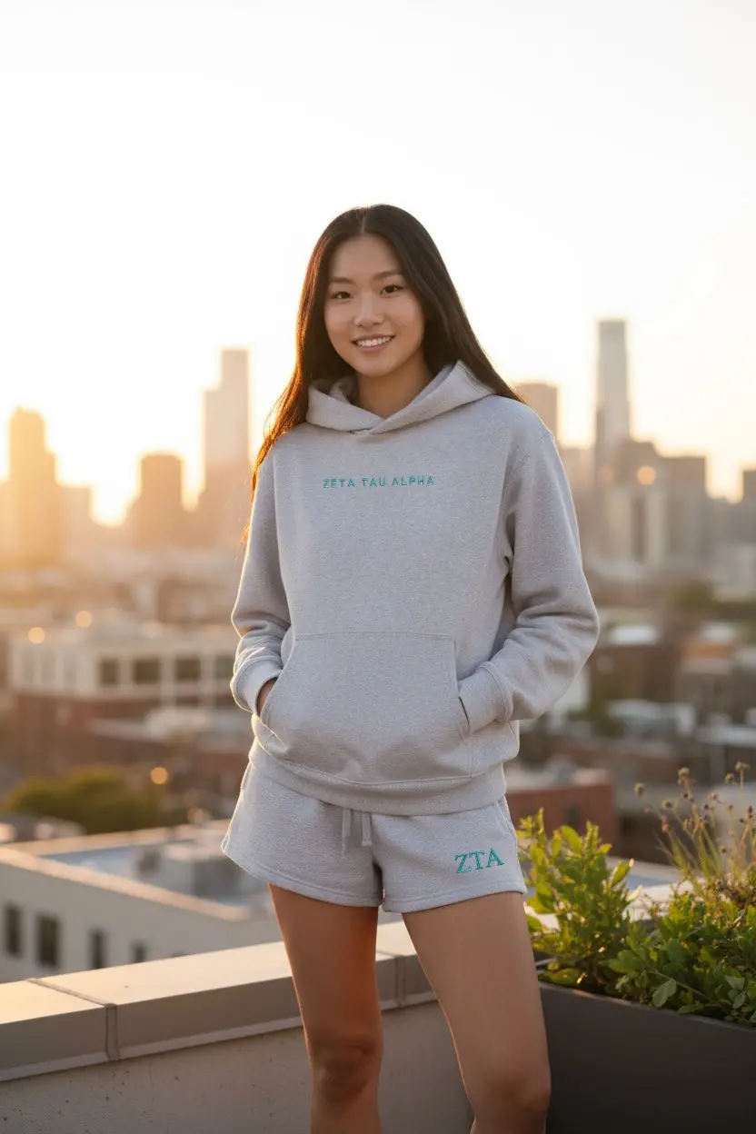 Zeta Tau Alpha Fave Fit Hoodie & Shorts Set - Wordmark 1