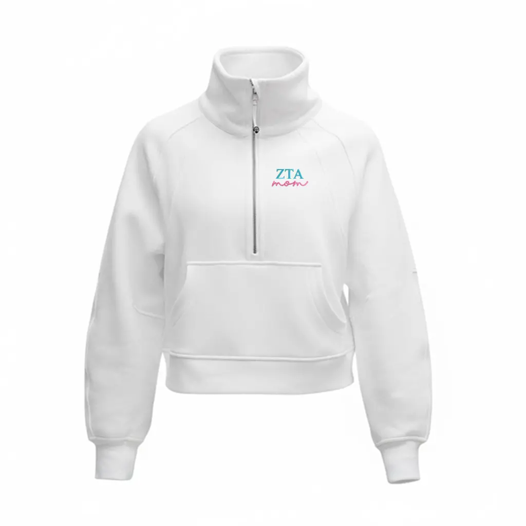 Zeta Tau Alpha Mom Lululemon Scuba Oversized Funnel-Neck Half Zip - White 1