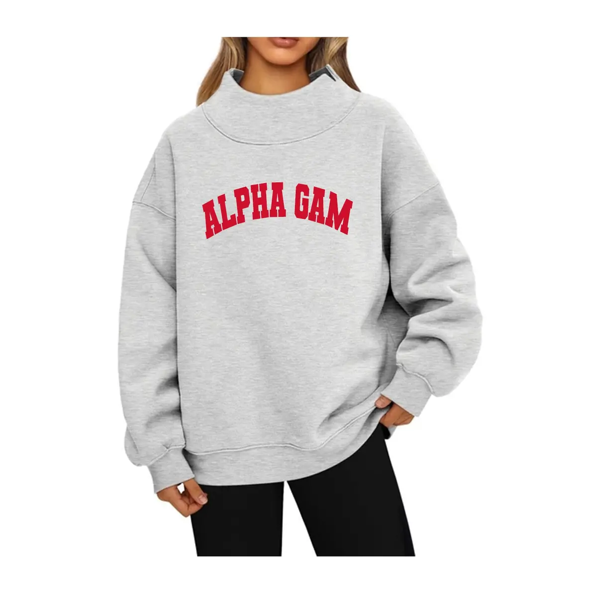 Alpha Gamma Delta Mock Neck Sweatshirt - Alpha Gam 1