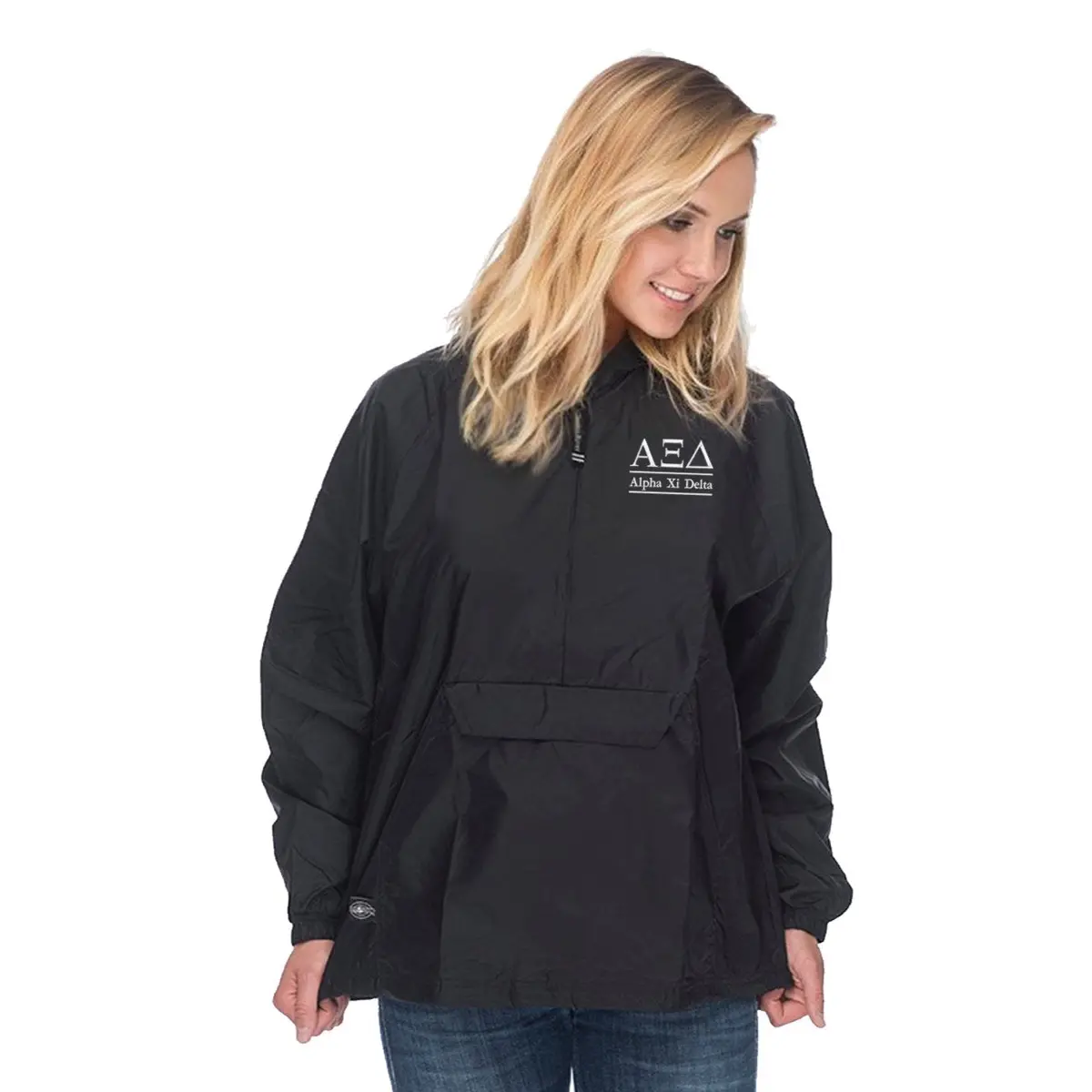 Alpha Xi Delta Classic Solid Pullover Windbreaker - Lined 1