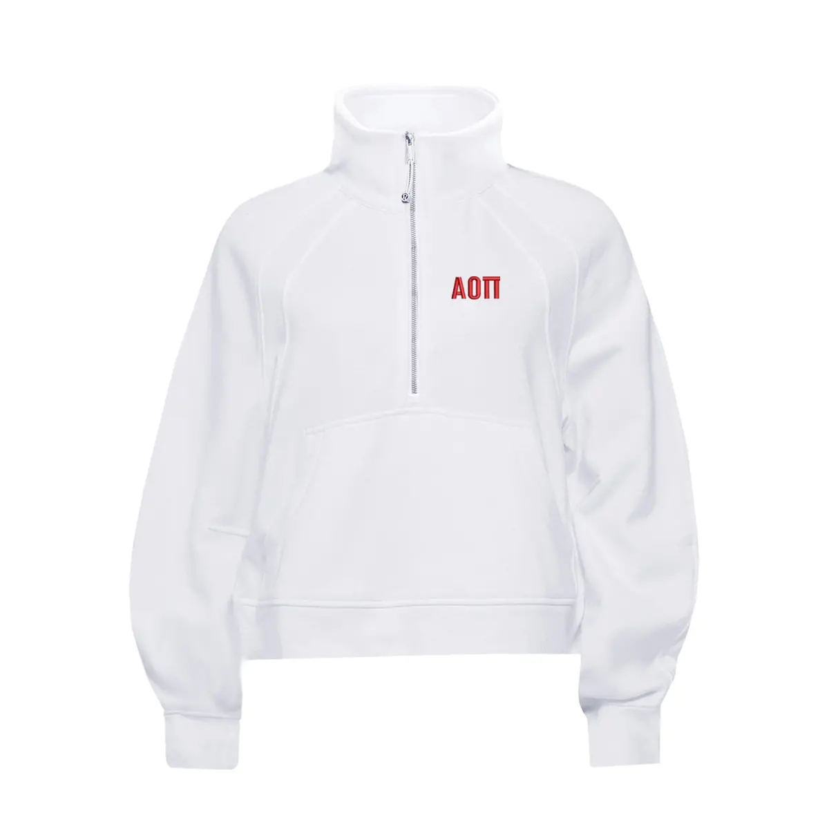 Alpha Omicron Pi Lululemon Scuba Oversized Funnel-Neck Half Zip - White 1