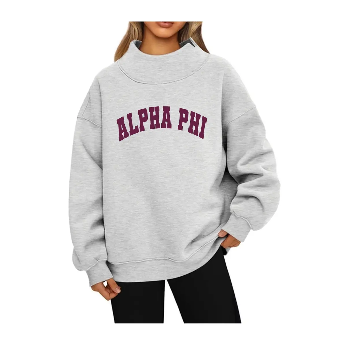 Alpha Phi Mock Neck Sweatshirt - Aphi 1