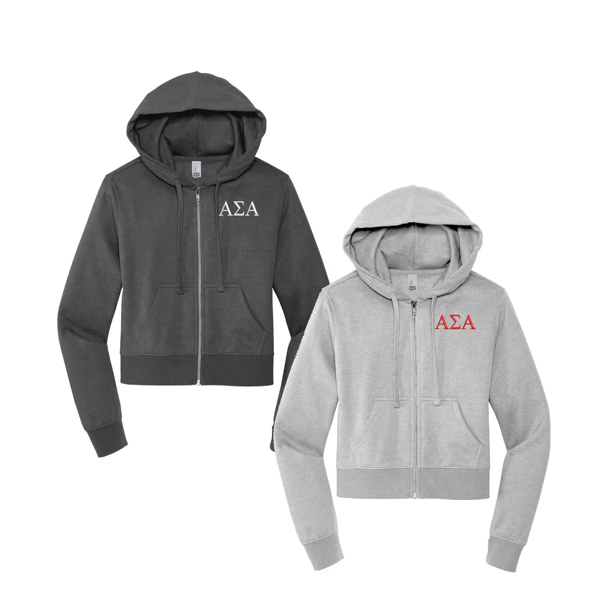 Alpha Sigma Alpha Cropped Zip Up Hoodie 1