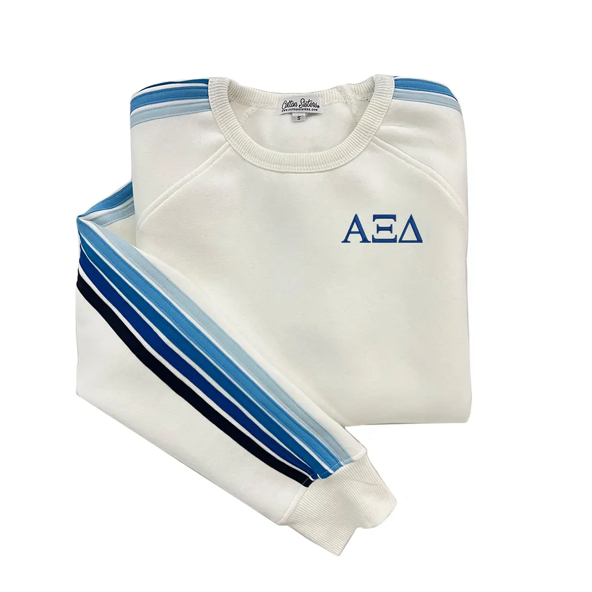 Alpha Xi Delta 5 Stripe Crewneck Sweatshirt 1