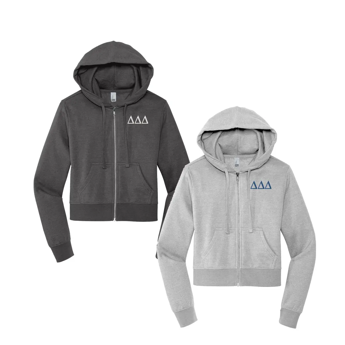 Delta Delta Delta Cropped Zip Up Hoodie 1