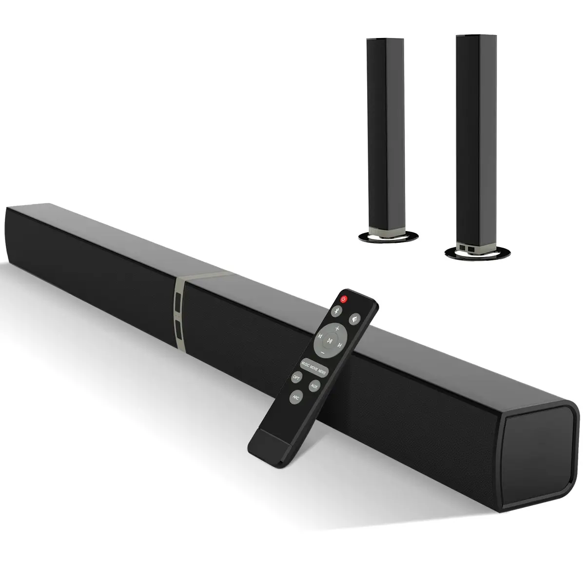 Mzeibo 60W 32 Inch Detachable 5.0 Sound Bar Black 127V Bluetooth 5.0 Optical Hdmi Aux With Remote Control Home & Party Home Theaters 1
