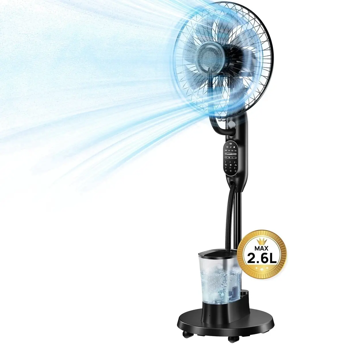 Pedestal Misting Fan, Mist Fan Mister Cooling Fan With 2.6L Large Water Tank, 9 Speeds Misting Standing Fan, Floor Fan With Remote For Home Bedroom Patio Outdoor 1