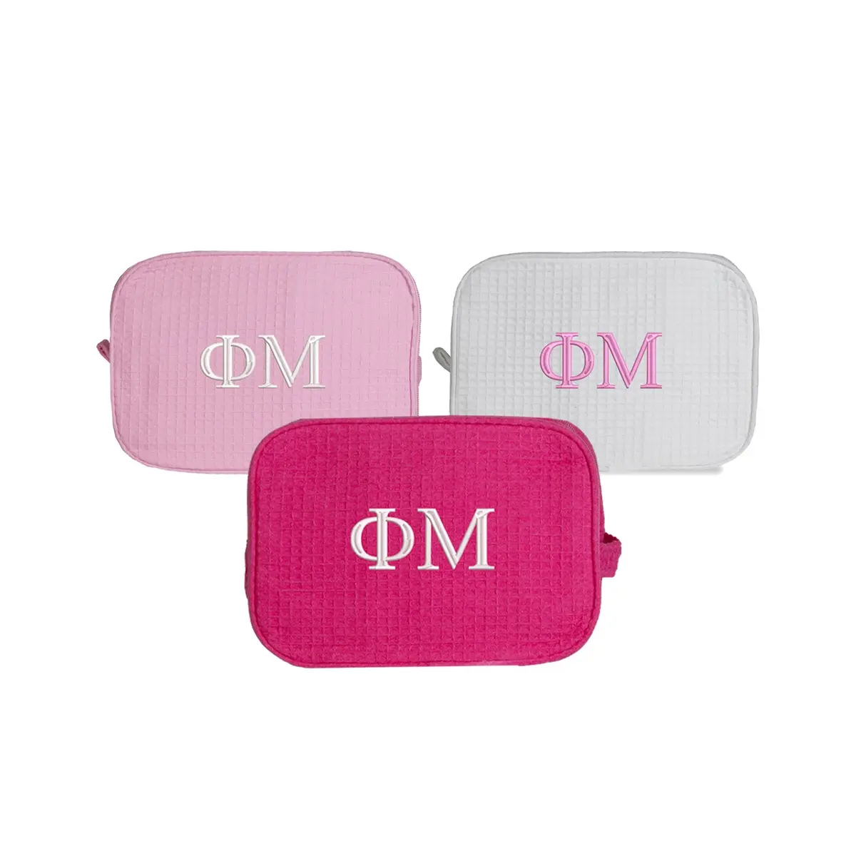 Phi Mu Waffle Weave Cosmetic Bag 1