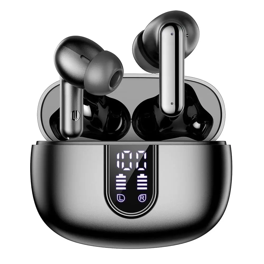 Wireless Earbuds Bluetooth Headphones, With Led Display Charging Case, Waterproof In-Ear Earphones With Mic For Iphone /Android /Pc /Laptop, Black 1