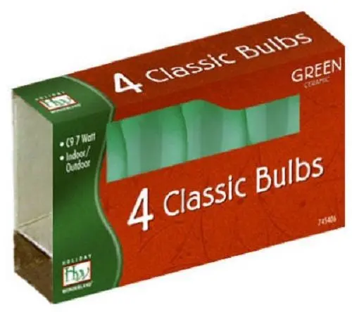 Holiday Wonderland 1094G-88 4-Pack Of C9 Ceramic Green Christmas Light Replacement Bulbs - Quantity Of 25 1