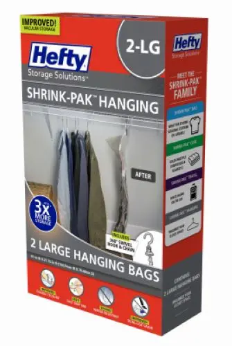 Hefty Hftpdq-7083463 2-Pack Of Large Shrink-Pak Vacuum Hanging Storage Bags 1