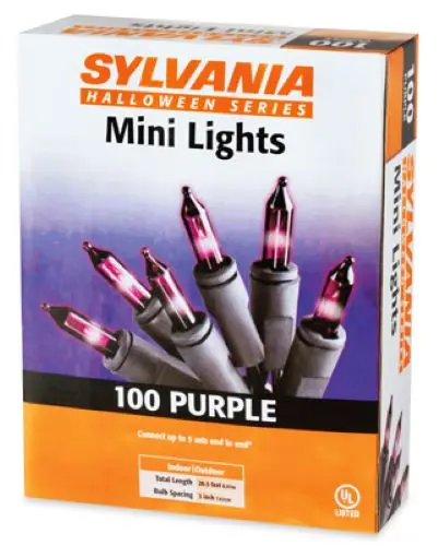 Sylvania V34708-88 100-Count Mini Light Halloween Set Purple Bulbs & Black Wire - Quantity Of 2 1
