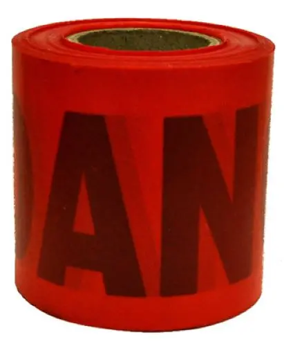 Hanson C H 16103 300' Foot  X 3" 3Mm Roll Of Red Danger Vinyl Safety Tape - Quantity Of 16 1