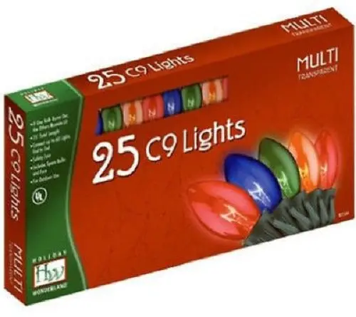 Holiday Wonderland 925-88 25-Count Multi-Color Transparent C9 Christmas Light Set - Quantity Of 4 1