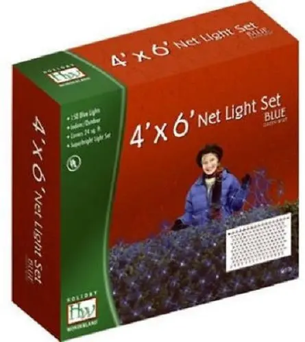 Holiday Wonderland 48954-88 150-Count 4' X 6' Blue Net Christmas Lights - Quantity Of 8 1