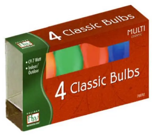 Holiday Wonderland 1094A-88 4-Pack Of C9 Ceramic Multi-Color Christmas Light Replacement Bulbs - Quantity Of 25 1