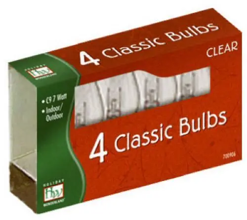 Holiday Wonderland 1094C-88 4-Pack Of C9 Ceramic Clear Christmas Light Replacement Bulbs - Quantity Of 75 1