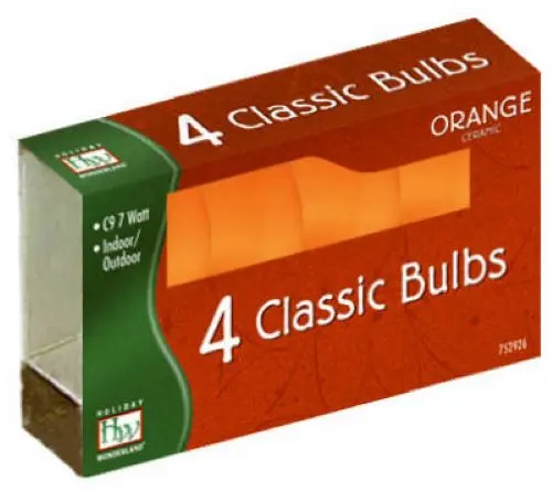 Holiday Wonderland 1094O-88 4-Pack Of C9 Ceramic Orange Christmas Light Replacement Bulbs - Quantity Of 25 1