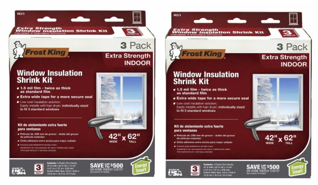 Frost King V83/3 3-Pack Of 42" X 62" Extra Strength Indoor Window Insulation Kit - Quantity Of 2 1